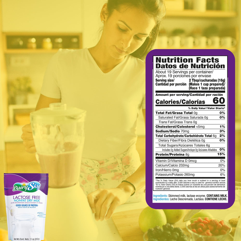 Dairysky powder milk with coffee steam for lactose-free beverages.