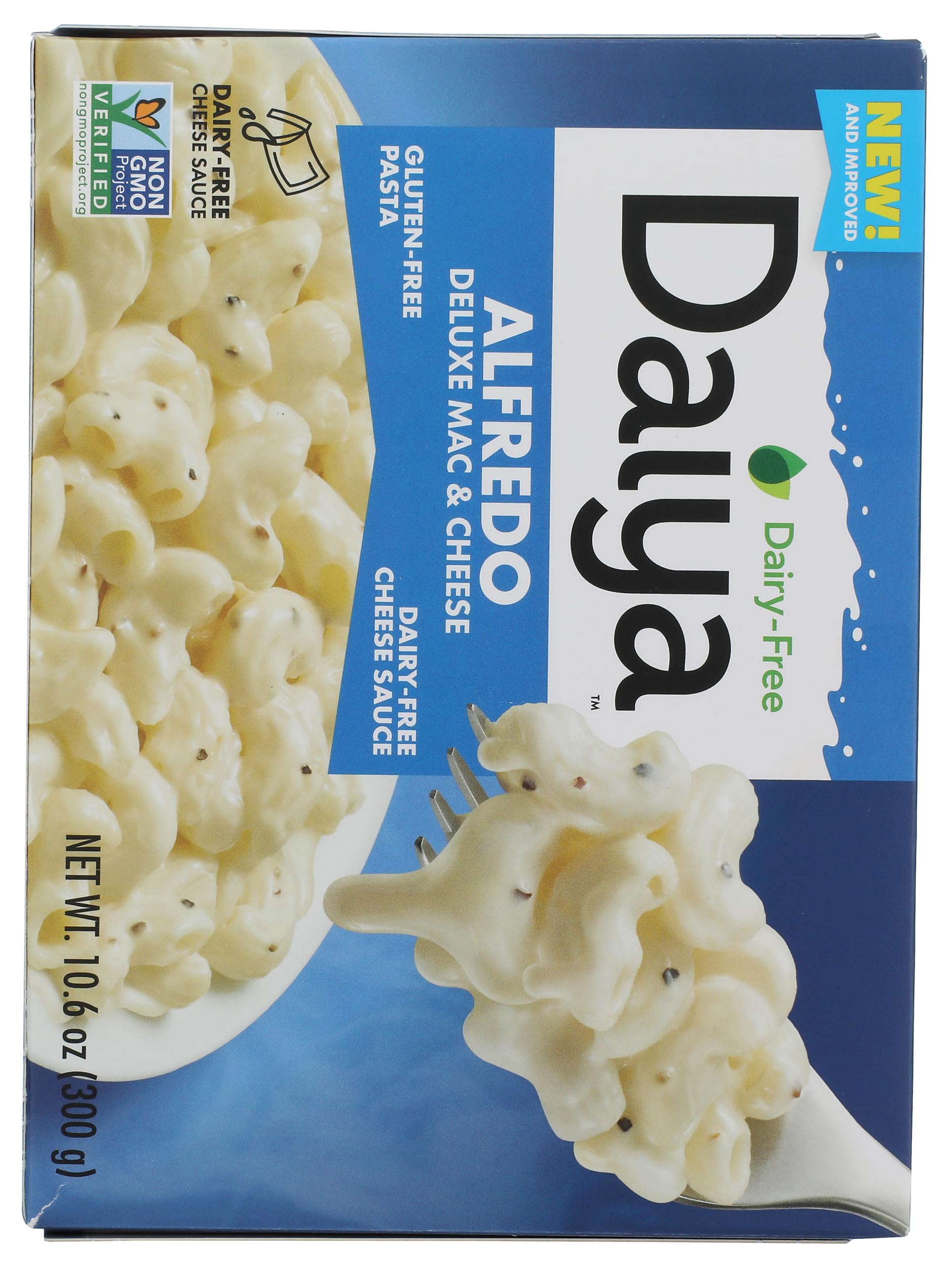 Daiya Alfredo Style Mac and Cheese sauce pouch being poured into a bowl