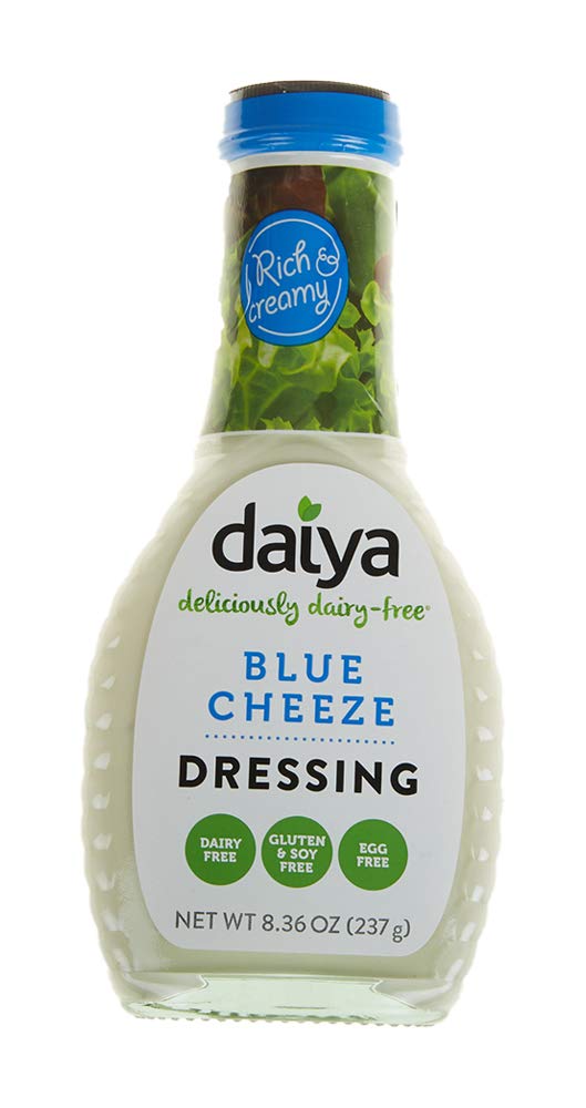 Daiya Blue Cheeze Dressing bottle showing dairy-free, plant-based flavor.