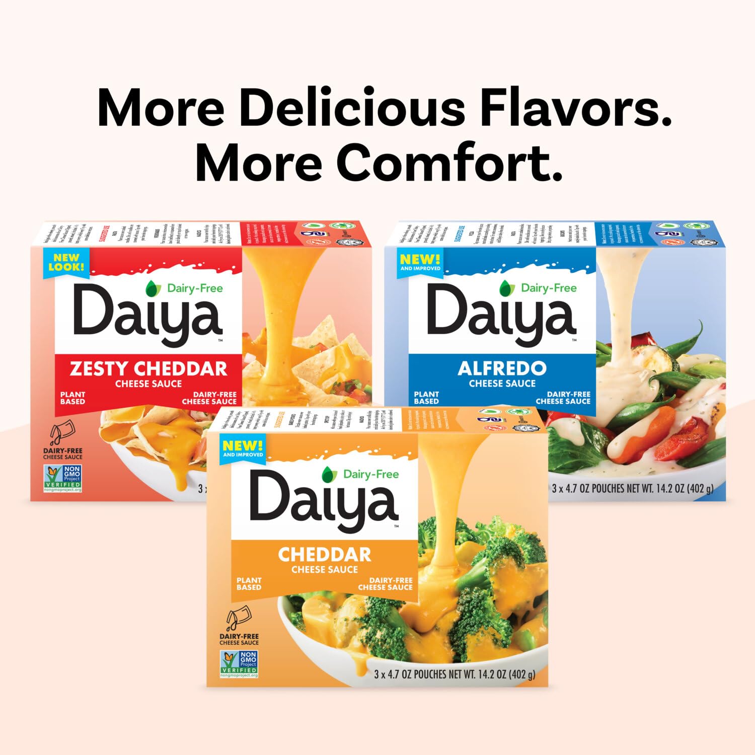 Daiya Cheddar Sauce Alfredo flavor on noodles