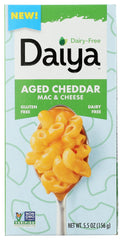 Daiya Mac N Chs Pwdr aged cheddar jar for quick, dairy-free sauces.