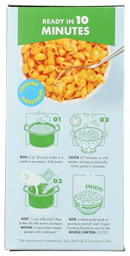 Daiya Mac N Chs Pwdr aged cheddar sprinkle adds topping depth.