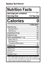DAK'S Spices Nothin' But Ranch blend label closeup highlights clean ingredients and no MSG.