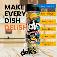 DAK'S Spices Nothin' But Ranch blend shaker dispense showcases quick, flavor-packed seasoning on meals.