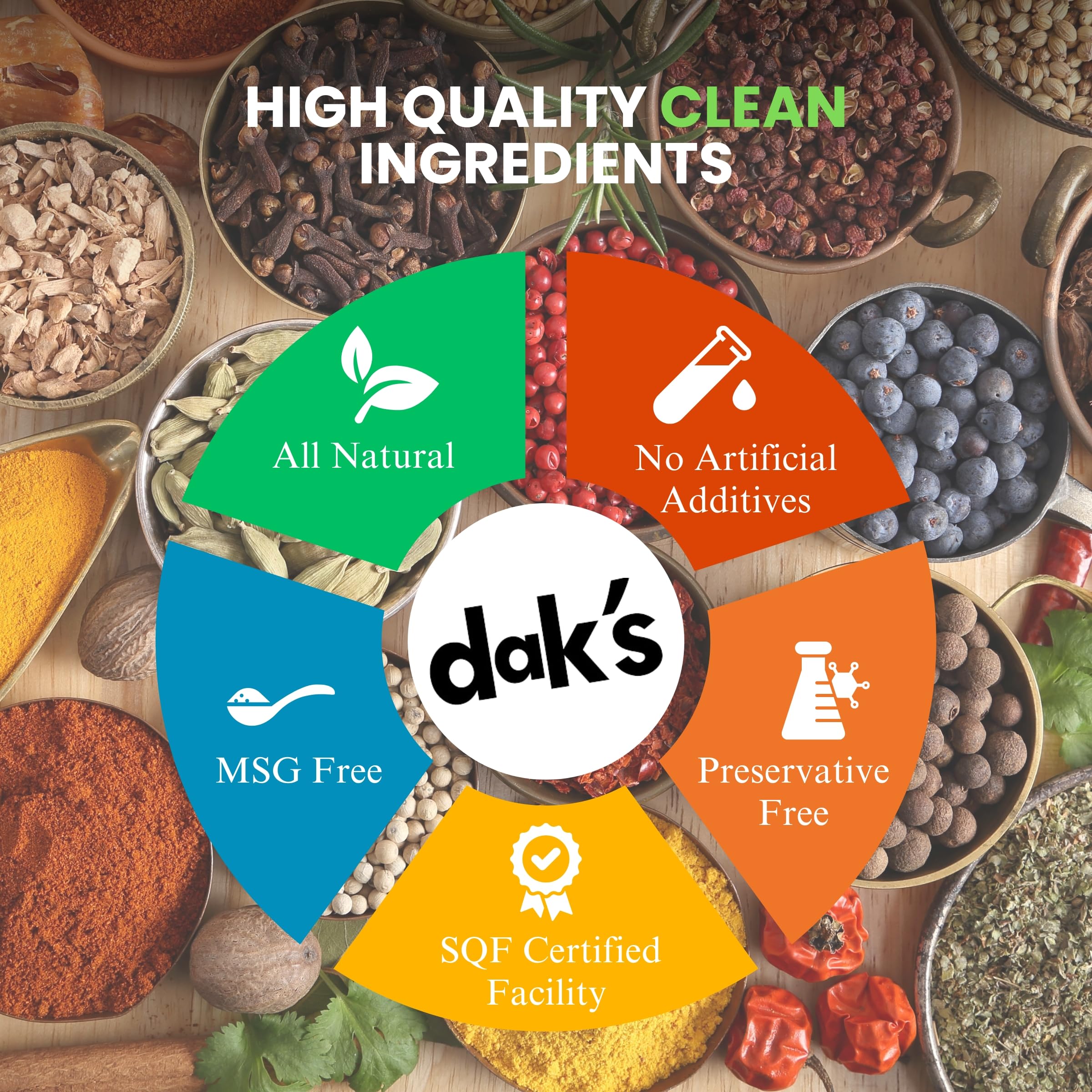 DAK'S Spices salt-free packaging supports low-sodium meal planning