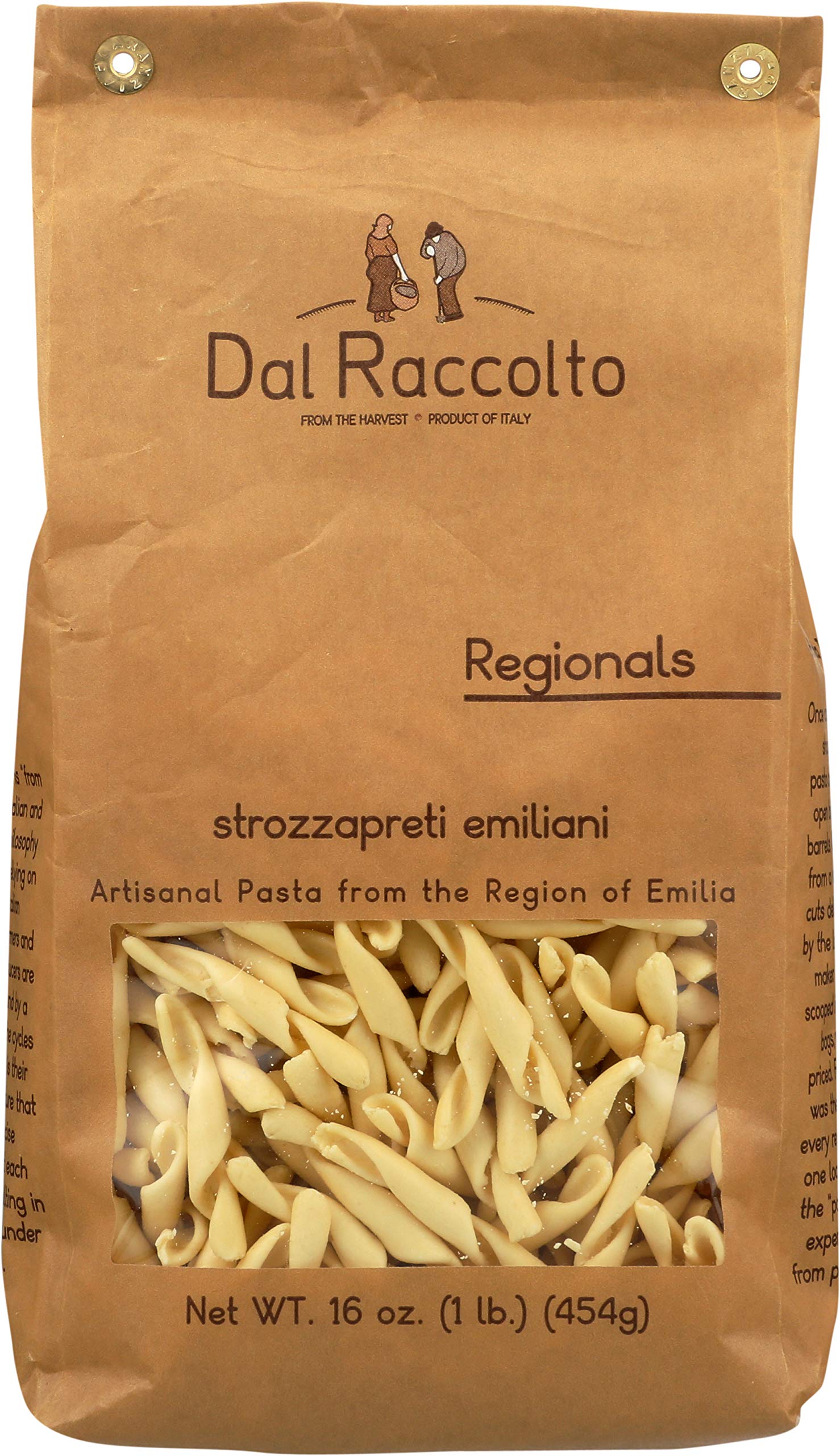 Dal Raccolto Strozzapreti Emiliani 1lb pack, authentic artisanal pasta ready to cook.