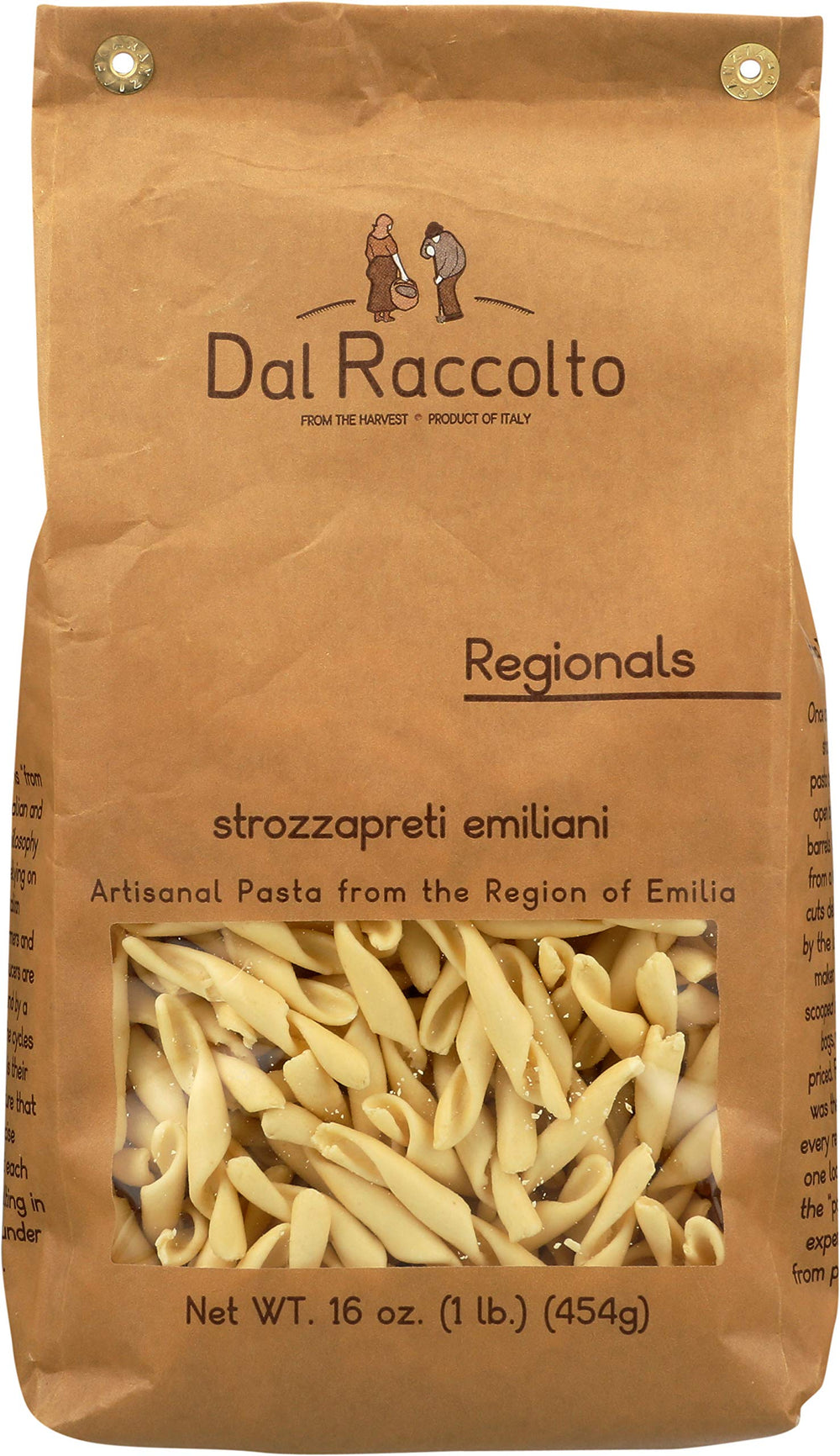Dal Raccolto Strozzapreti Emiliani 1lb pack, authentic artisanal pasta ready to cook.