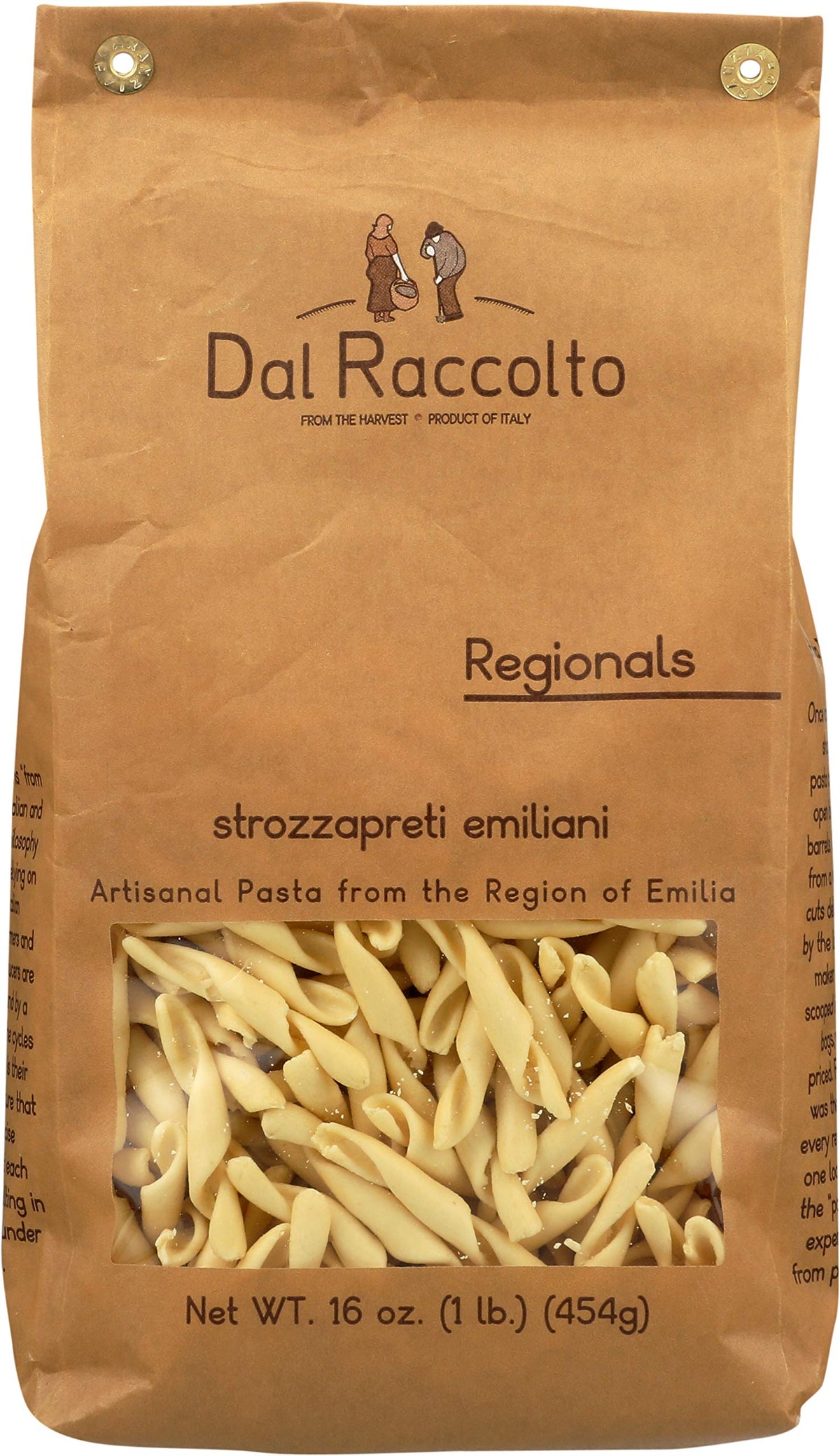 Dal Raccolto Strozzapreti Emiliani 1lb pack, authentic artisanal pasta ready to cook.