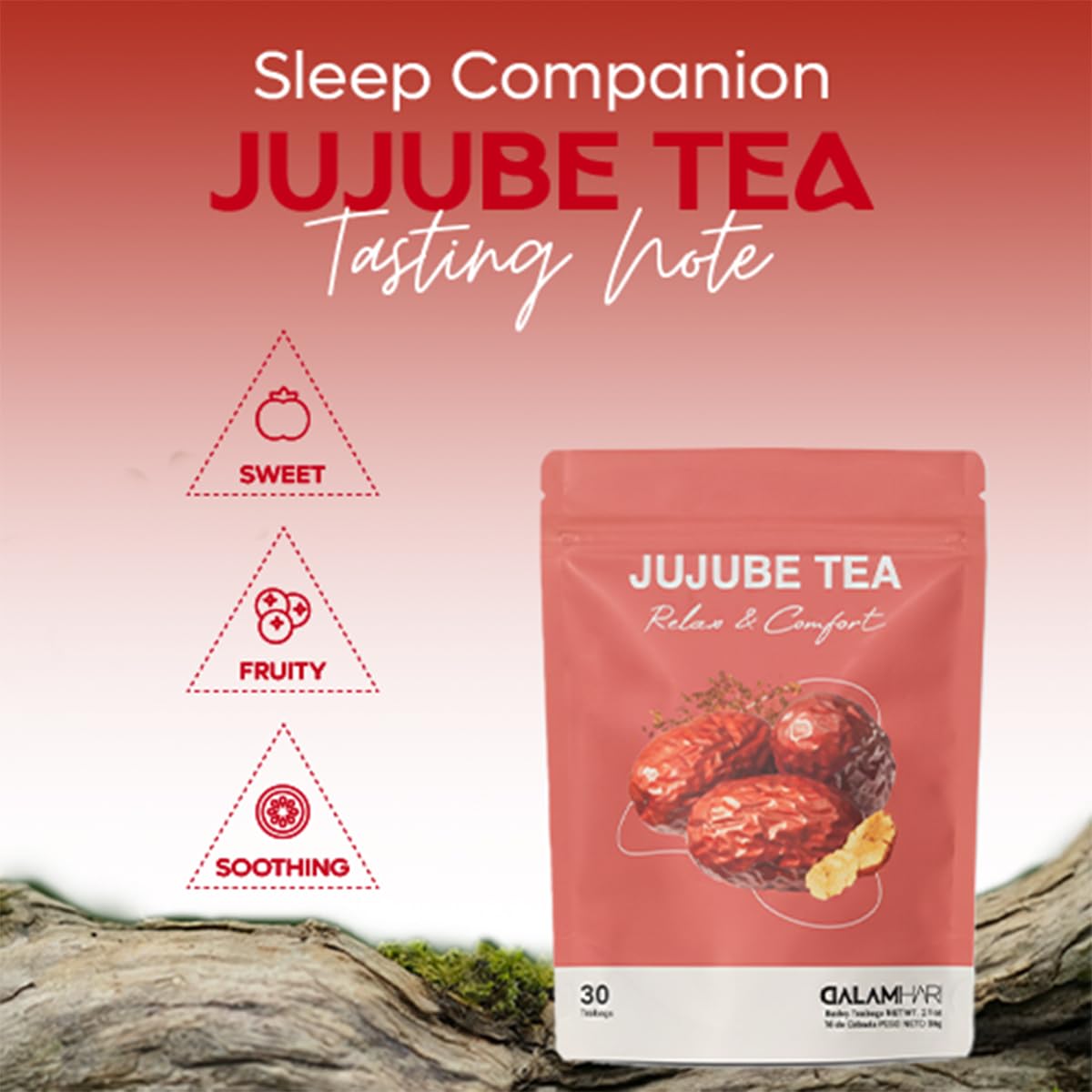 DALAMHARI Jujube Dates Tea soothing aroma in a dimly lit room.