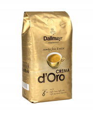 Dallmayr Crema Doro whole beans in a bag preserving aroma and freshness.