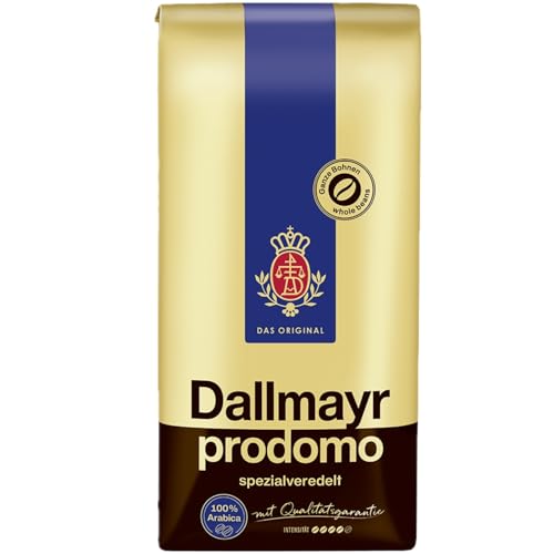 Closeup of Dallmayr Prodomo beans revealing rich aroma.