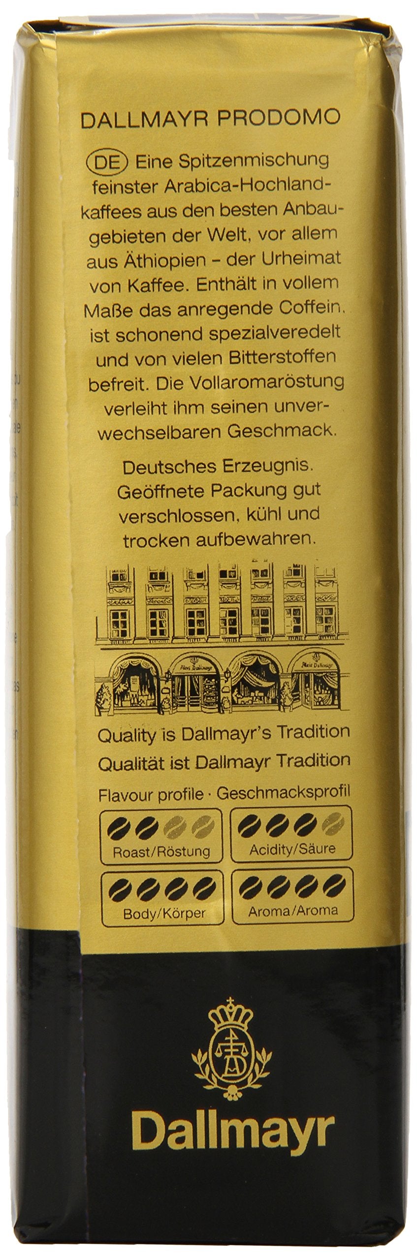 Dallmayr Prodomo ground coffee pour steam creates a rich aromatic mug.