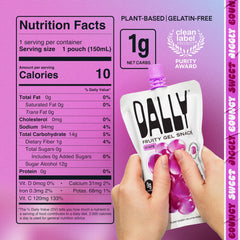 Inside view of DALLY Grape Konjac Jelly Pouch reveals soft, low-calorie texture.