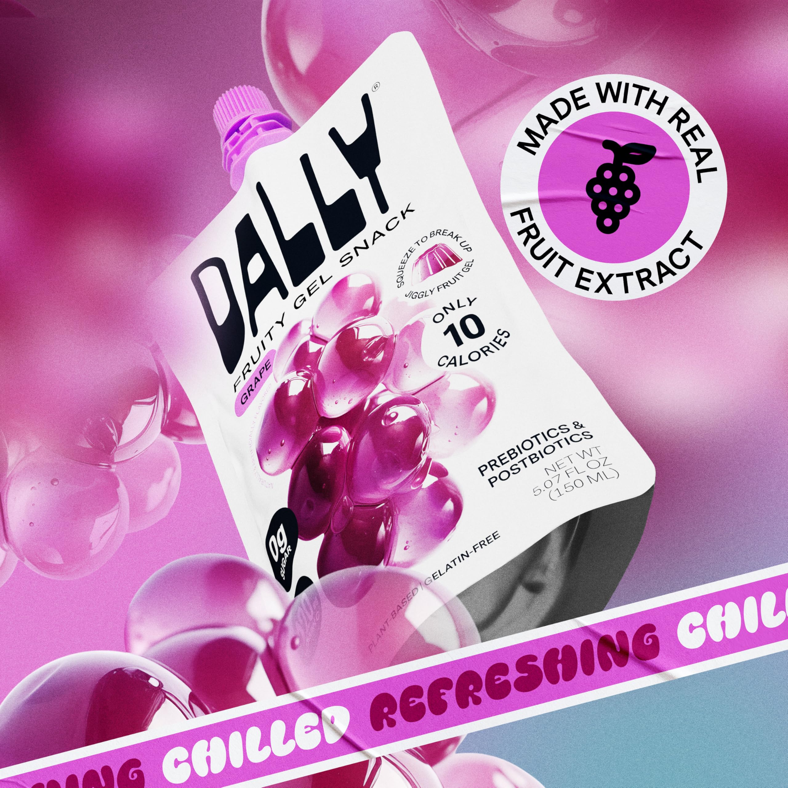 DALLY Grape Konjac Jelly with Vitamin C and prebiotic blend for gut support.