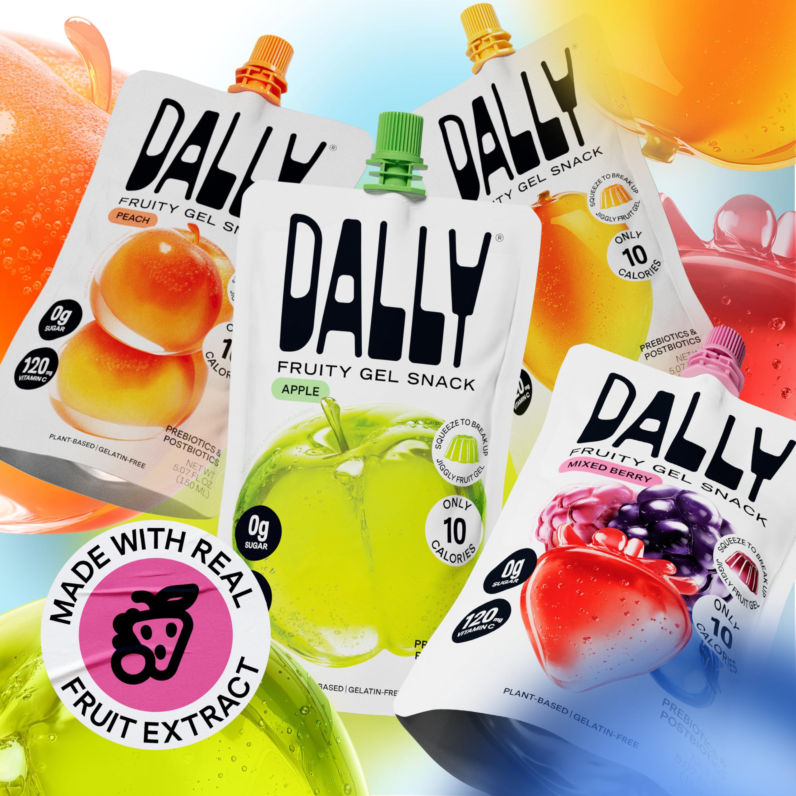 DALLY healthy snack plate featuring mixed berry konjac jelly