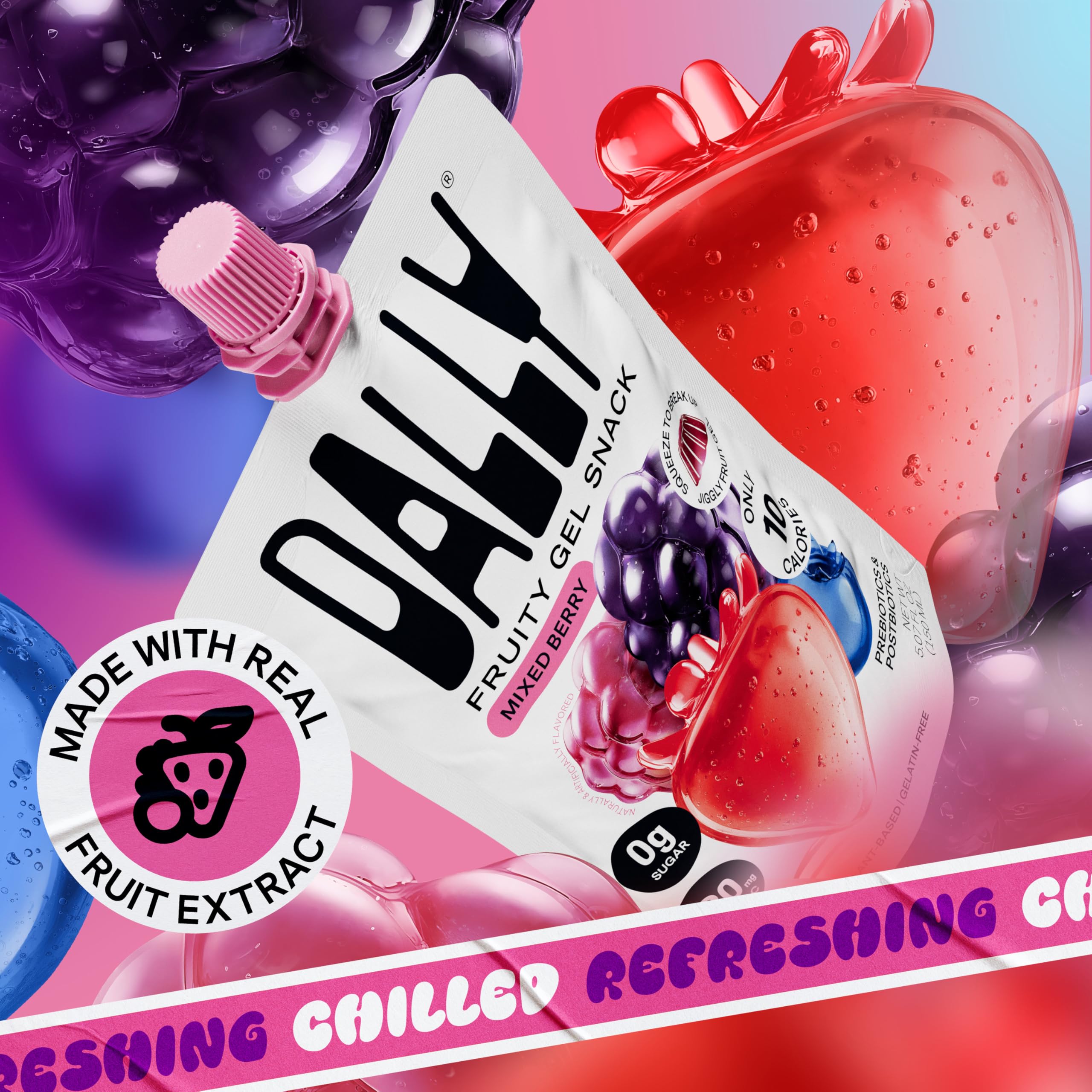 DALLY vegan, gluten-free, dairy-free label on pouch