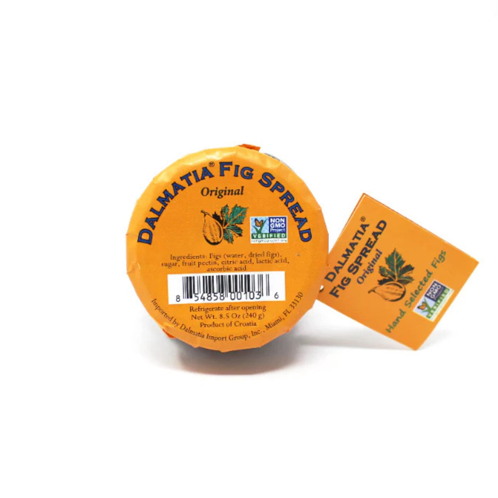 Close-up of Dalmatia fig spread jar highlighting caramel notes