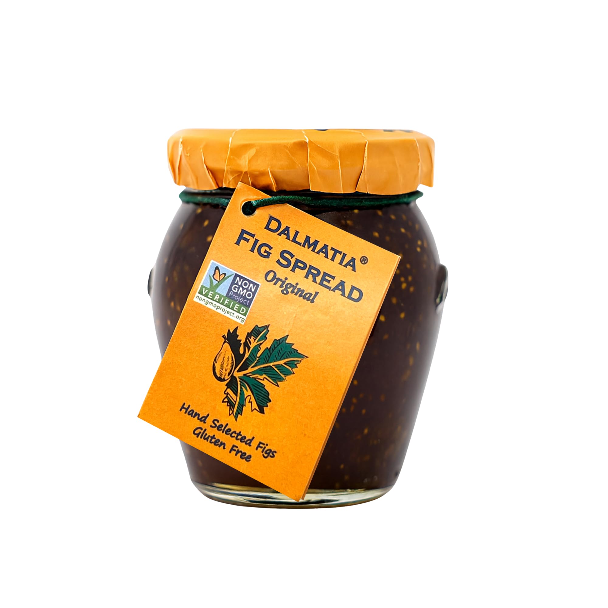 Dalmatia Fig Spread jar front with premium packaging, ideal for cheese boards.
