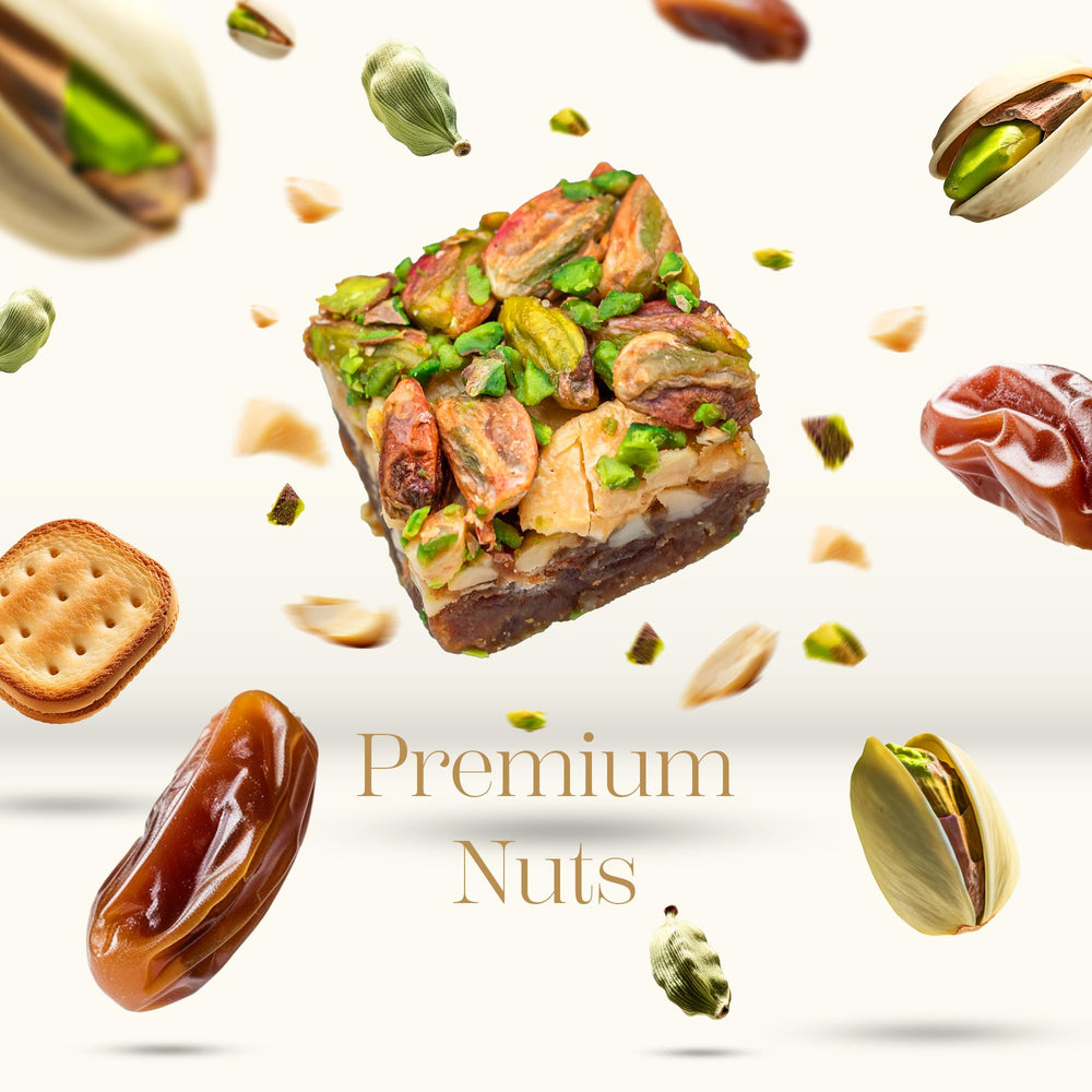 Toasted biscuit pieces add crisp notes to the soft date and nut blend