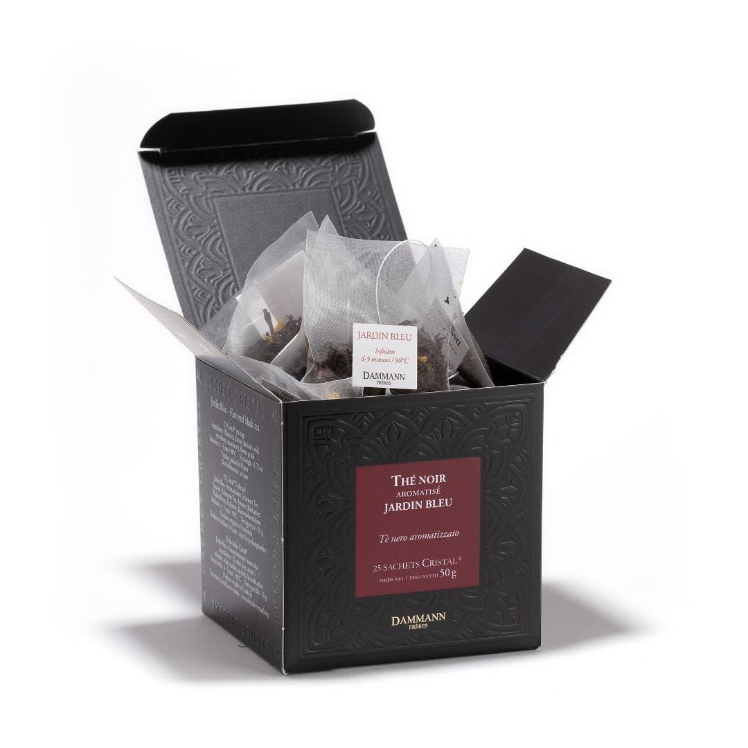 Dammann Frères Jardin Bleu tea bags offer premium aroma for a refined hot cup.