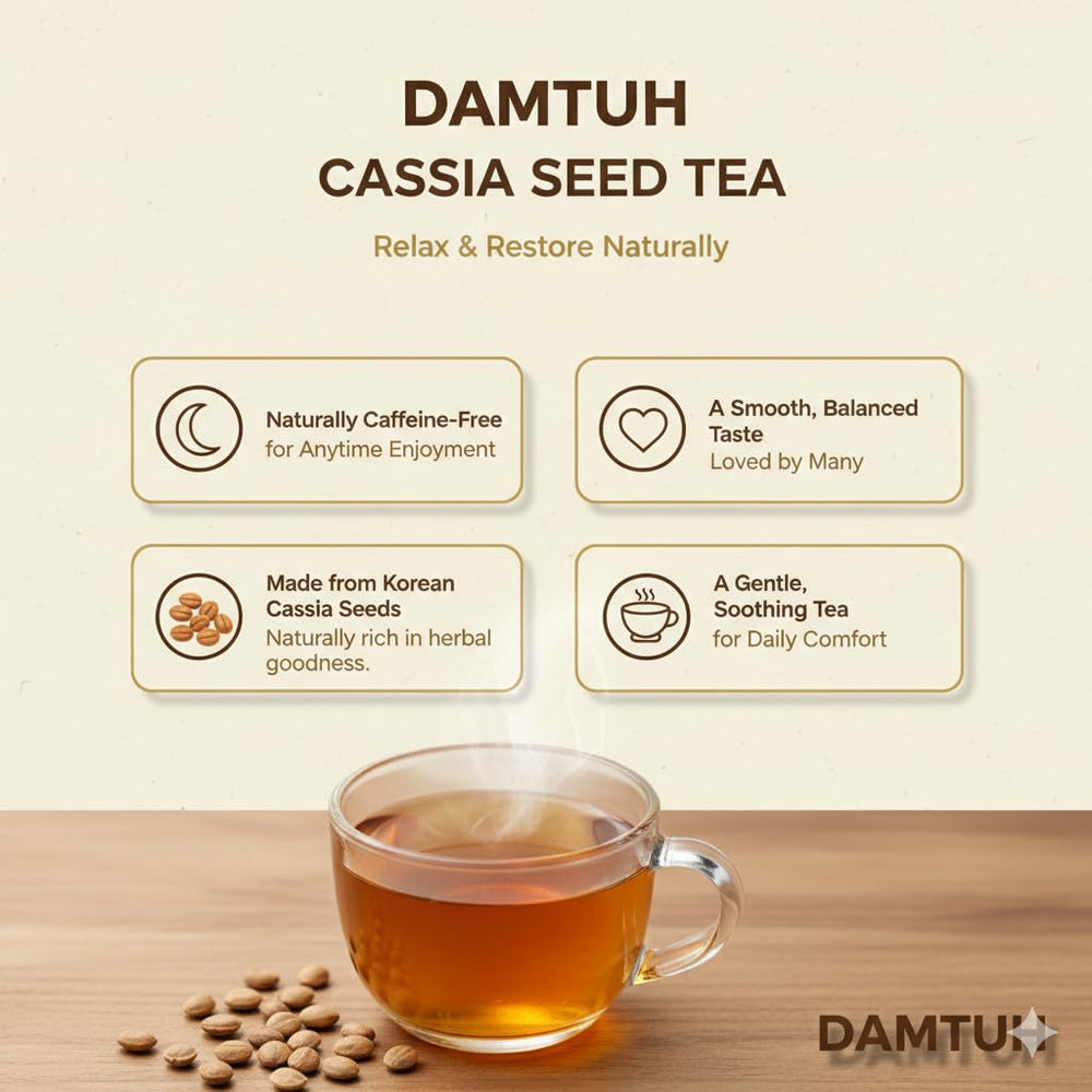 Damtuh Cassia Seed Tea hot cup – soothing, warming infusion