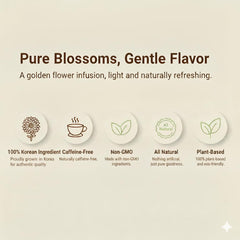 Damtuh Chrysanthemum Tea bag close-up reveals delicate flowers for soothing flavor.