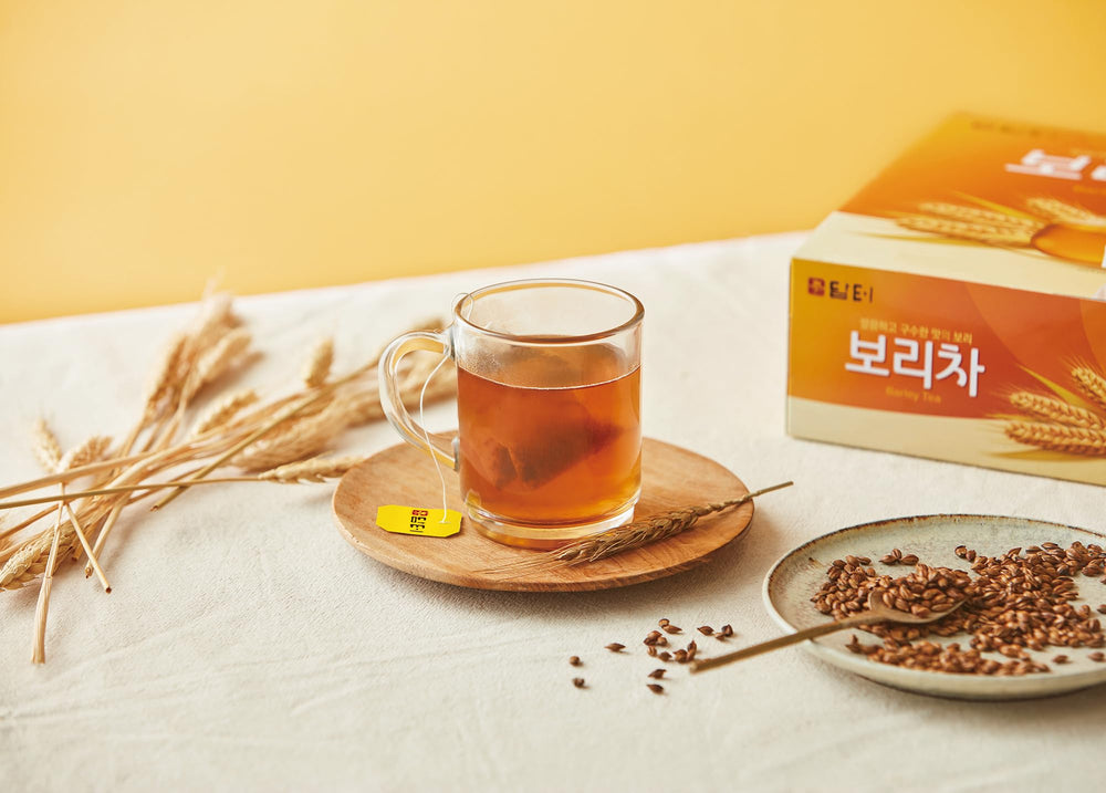 Chilled glass of Damtuh barley tea for refreshing iced tea