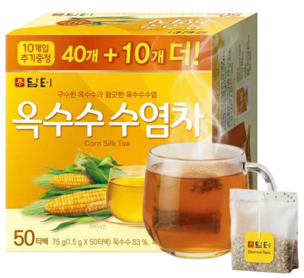 Damtuh Corn Silk Tea bags ready for brewing, offering a smooth, caffeine-free moment.