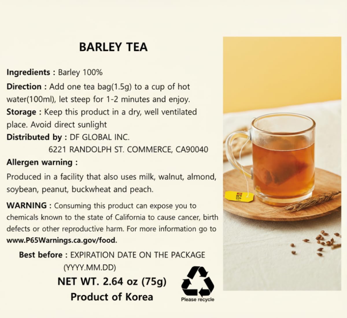 Damtuh Korean barley tea served with hot water for a soothing cup.