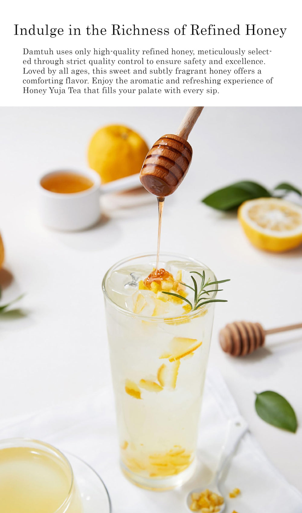 Damtuh Honey Citron Tea served hot, cozy drink with bright citrus aroma.