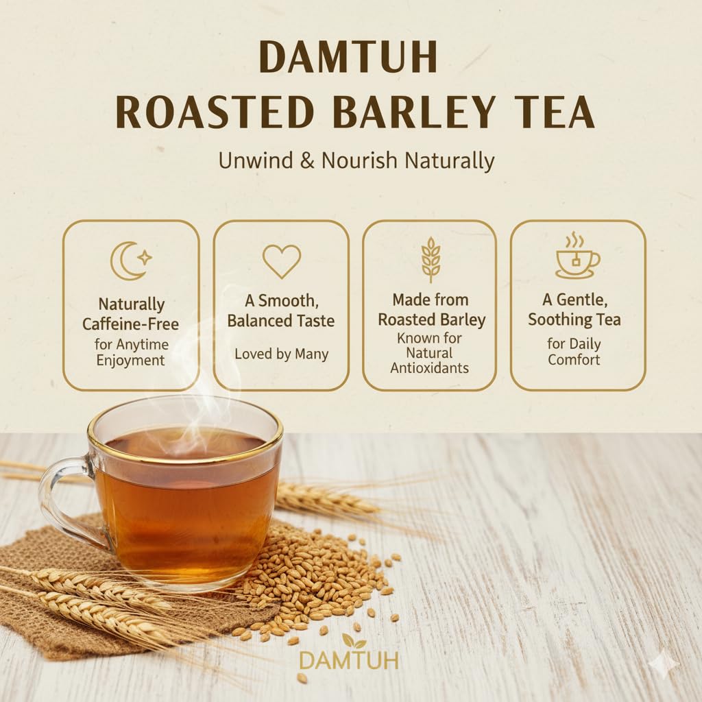 Hot brew being poured from Damtuh barley tea into a cup