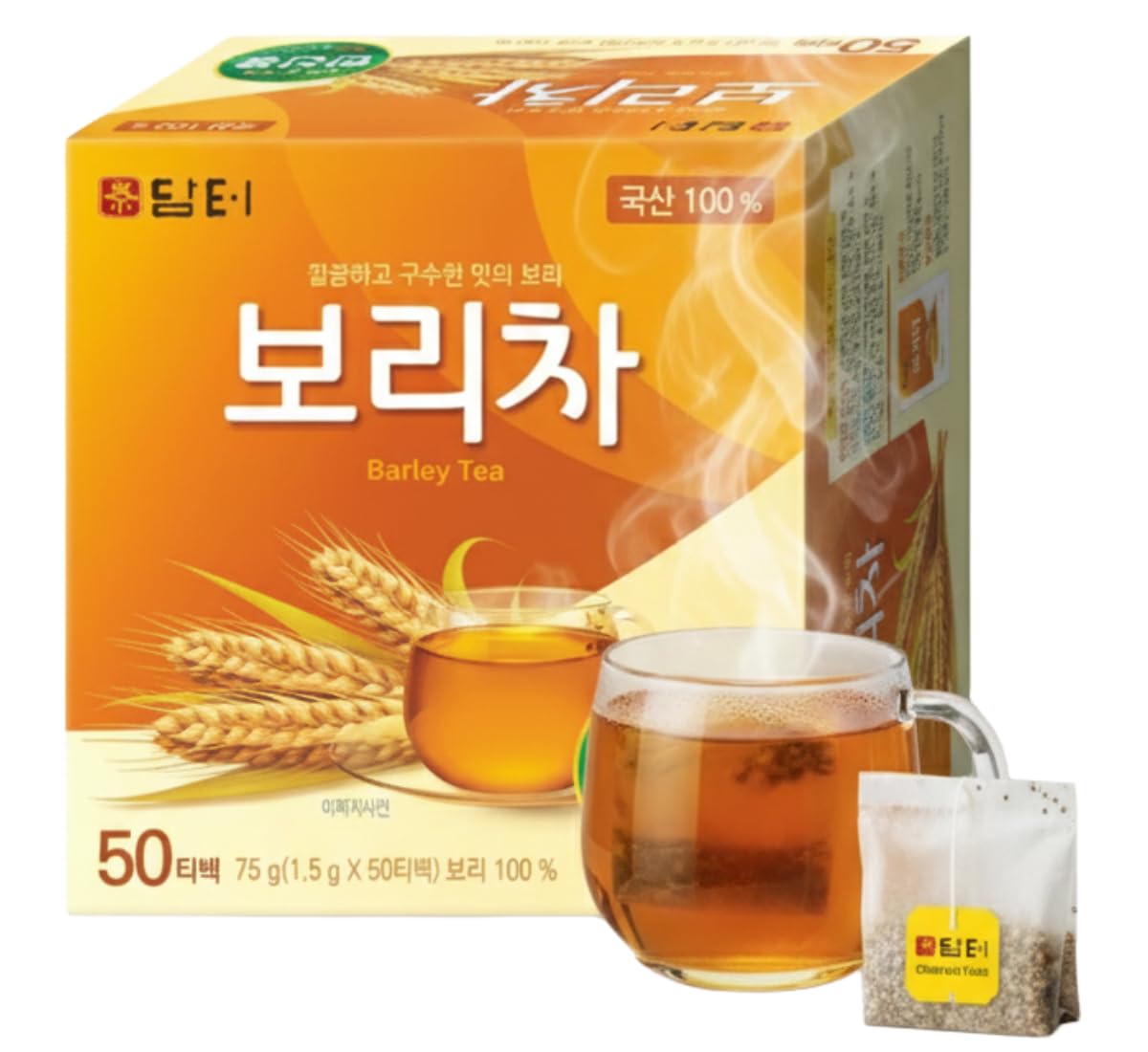 Damtuh Korean Barley Tea box with 50 bags for convenient brewing