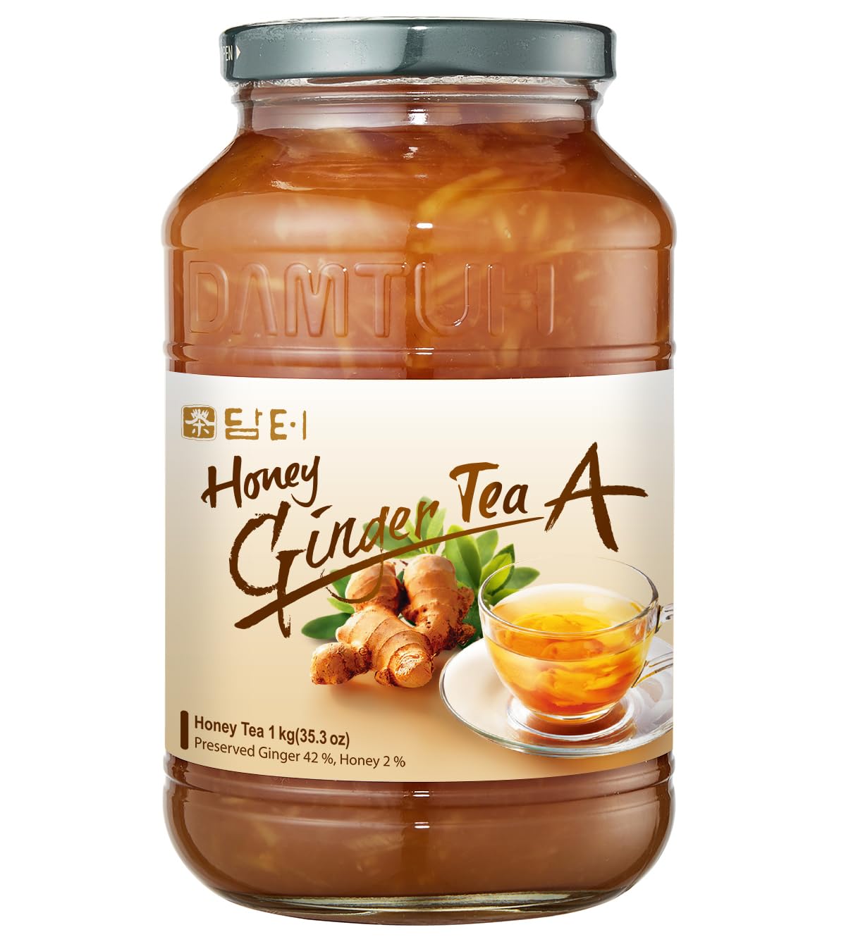 Damtuh Korean honey ginger tea front label showing authentic warmth ready to brew.
