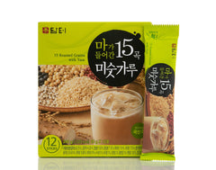 Damtuh Misugaru powder tub with label, quick-mix convenience for busy mornings