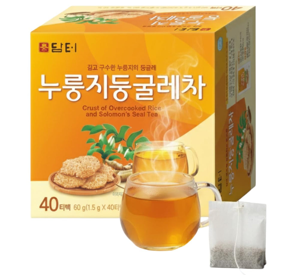 Damtuh roasted rice and Solomon's Seal tea box highlights a traditional blend for cozy evenings.