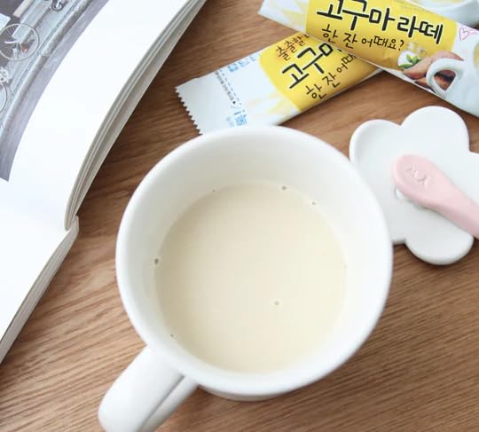 Iced Goguma latte served cold, refreshing and creamy.