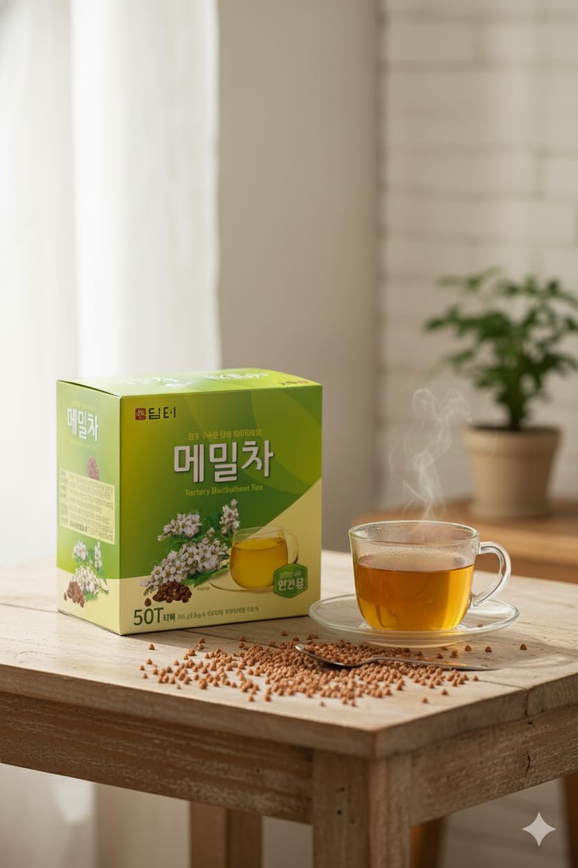 Damtuh Tartary Buckwheat Tea packaging shows freshness and easy on-the-go use