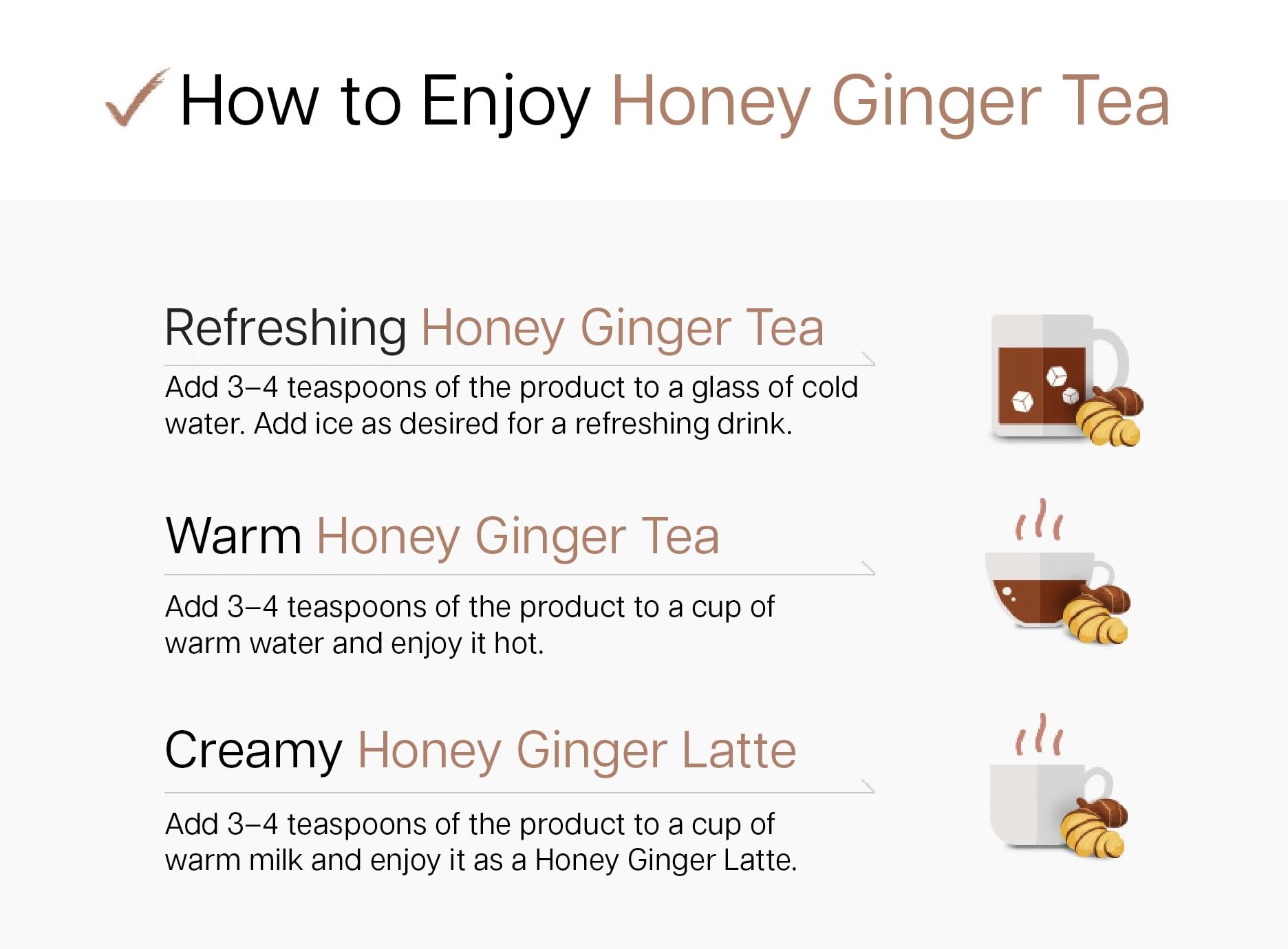 Damtuh tea with cold water and ice, refreshing ginger honey experience.