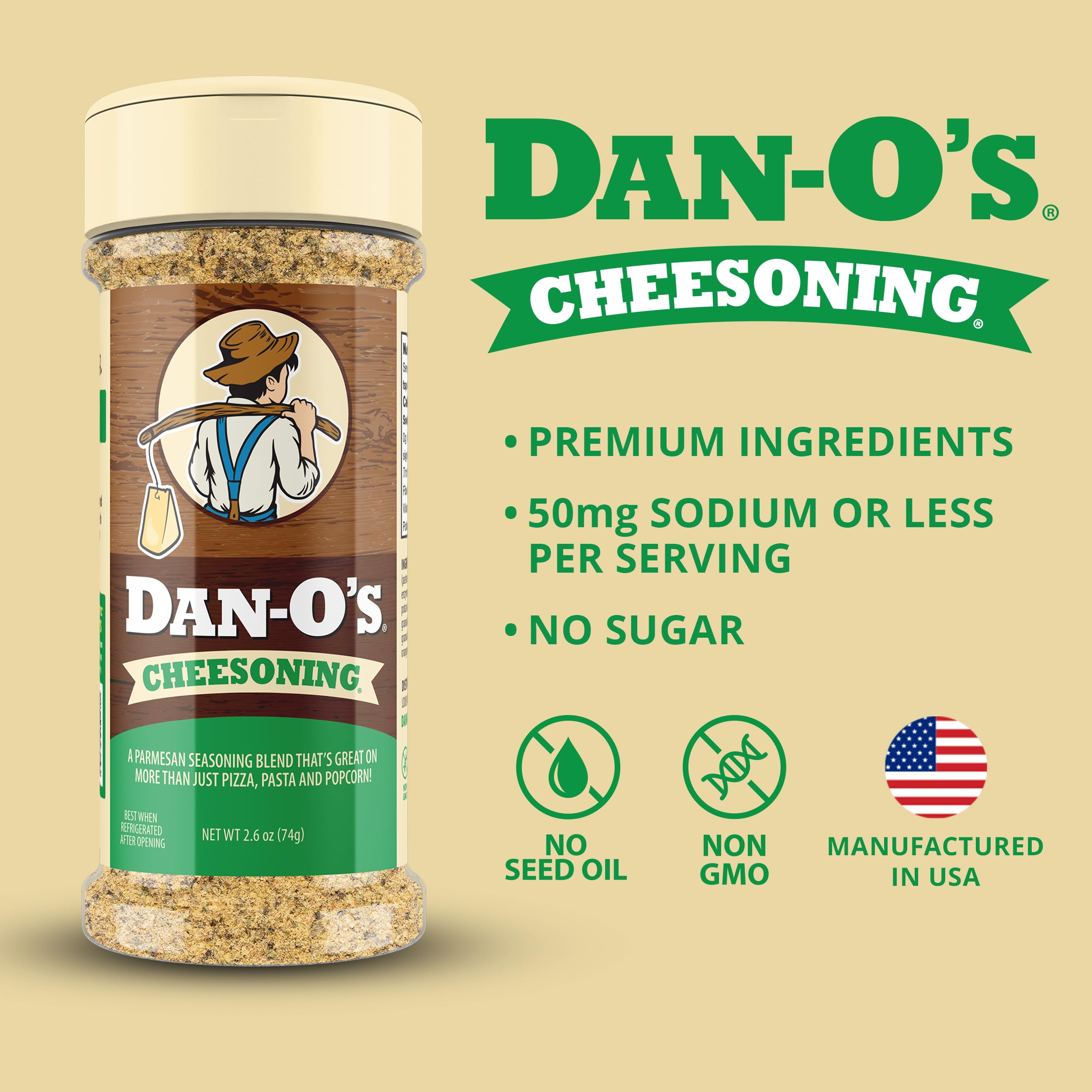 Dan-O's Cheesoning Original bottle blends parmesan with Italian herbs