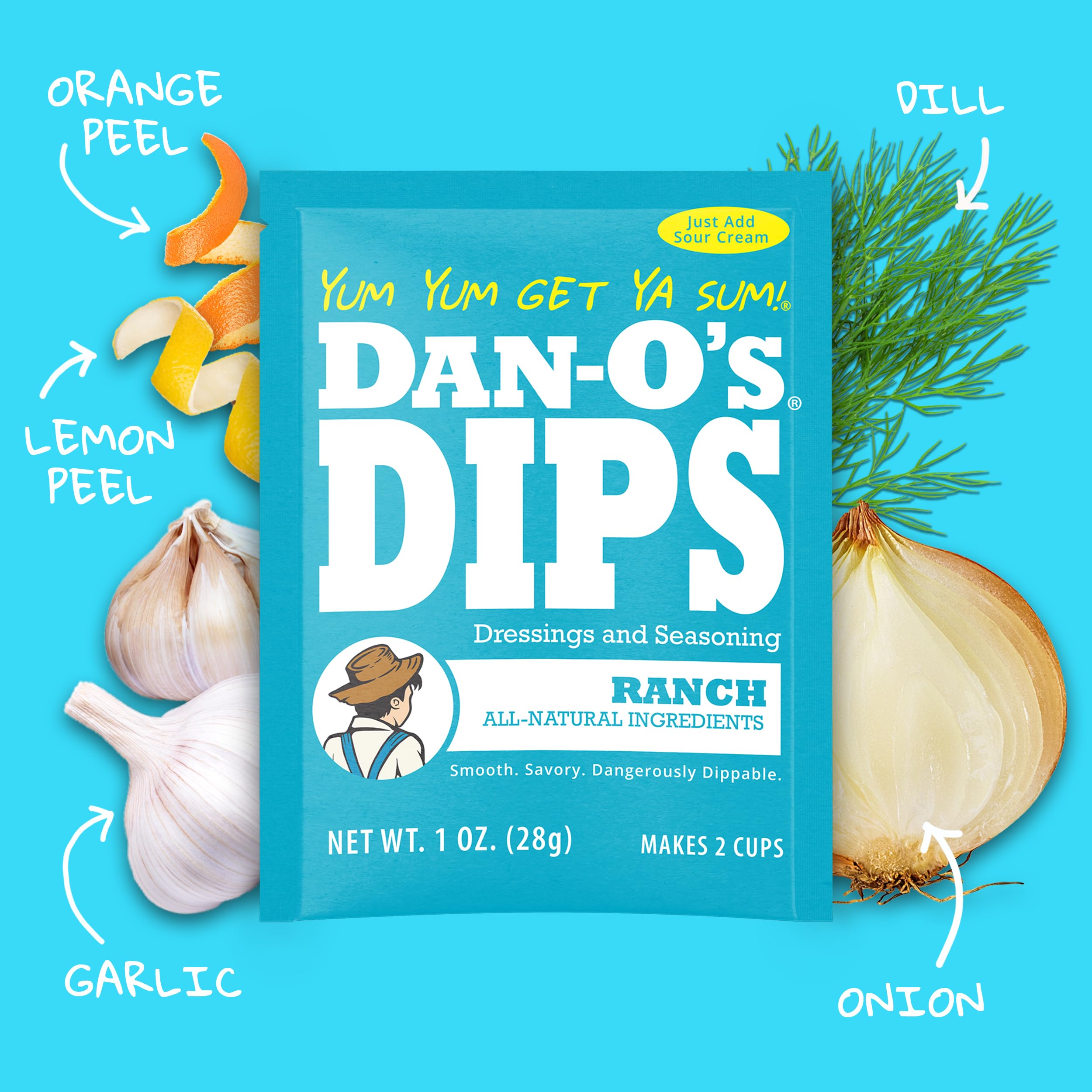 Dan-O's Dips being whisked into sour cream for quick, creamy dip