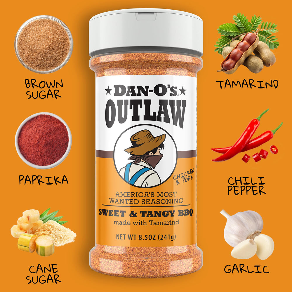 Dan-O’s Outlaw BBQ Sweet Caribbean bottle brightens seafood with citrus heat.