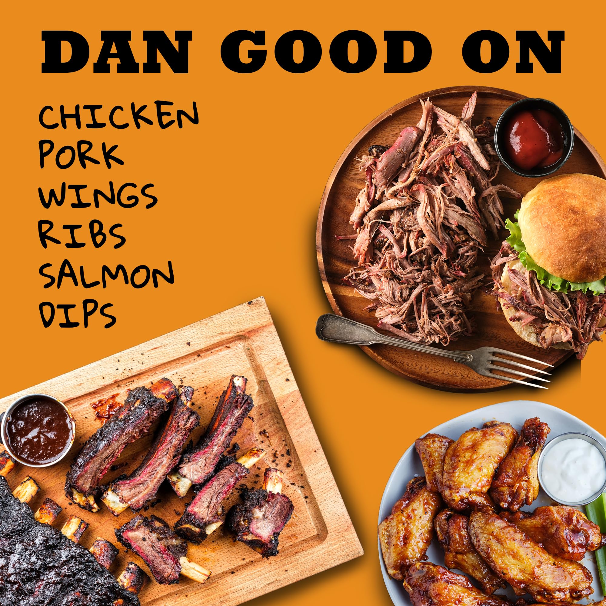 Chicken wings glazed with Dan-O’s Spicy BBQ.