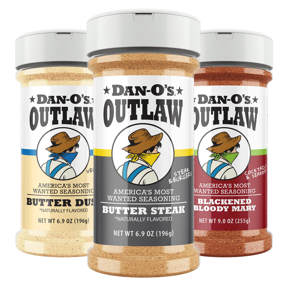 Dan-O’s Outlaw Butter Dust bottle adds rich, butter-like flavor to snacks.