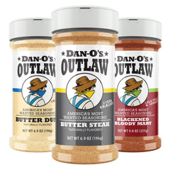 Dan-O’s Outlaw Butter Dust bottle adds rich, butter-like flavor to snacks.