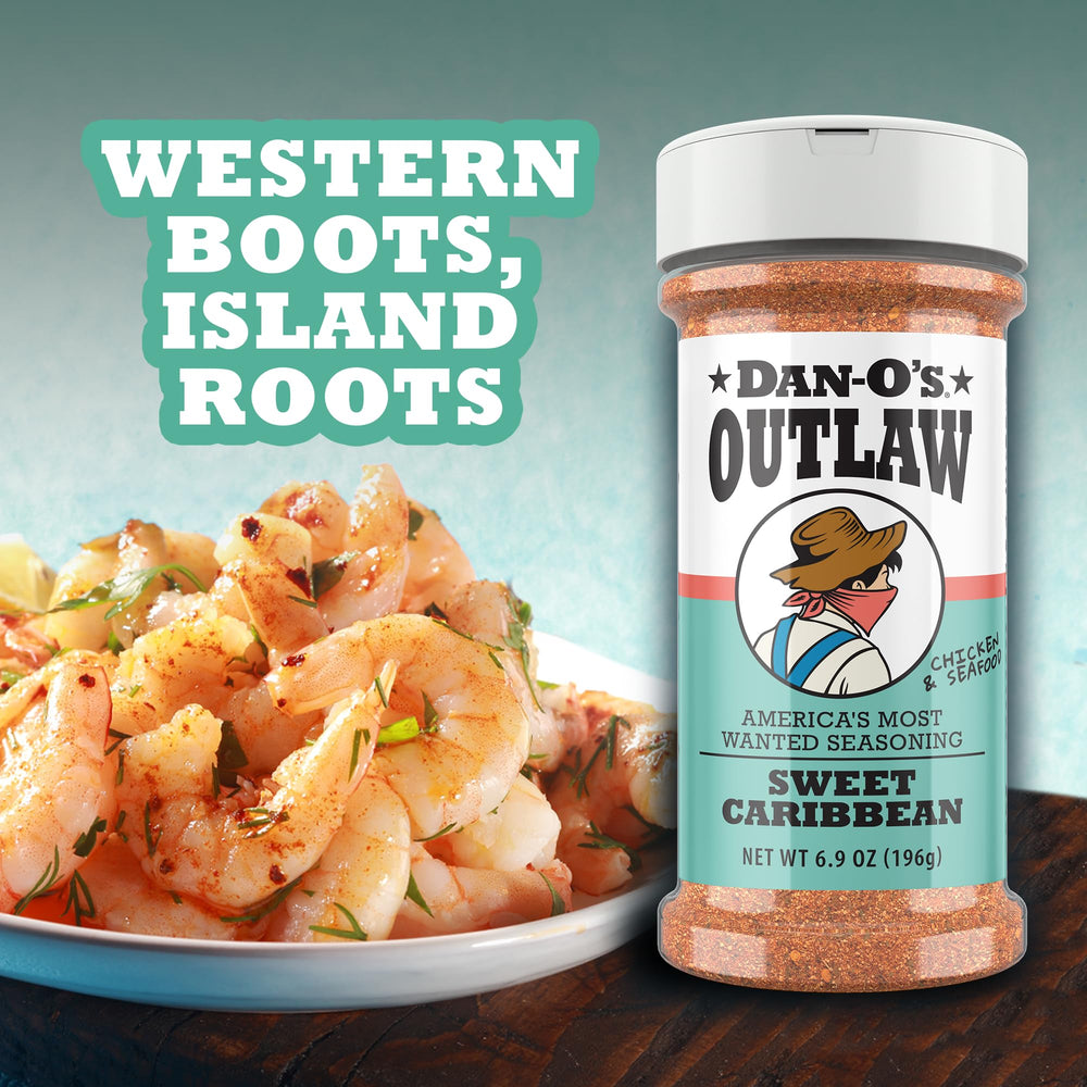 Dan-O's Outlaw Sweet Caribbean on shrimp for savory bite