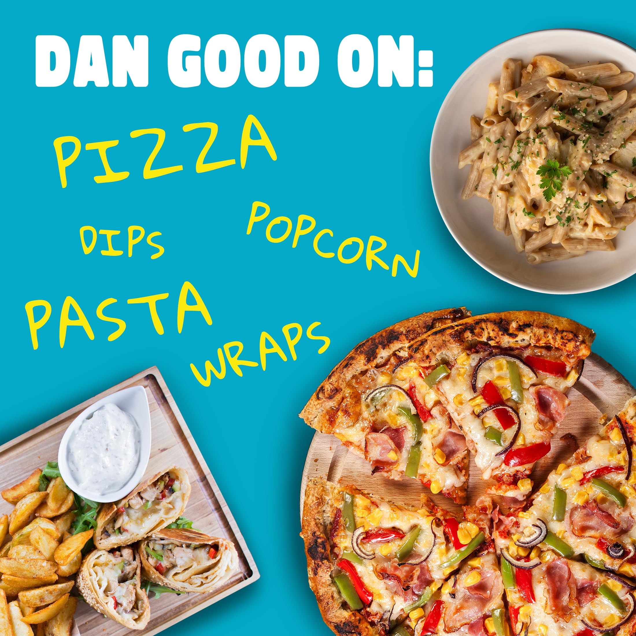 Shaking Dan-O's Cheesoning over fries for a crispy garlicky finish