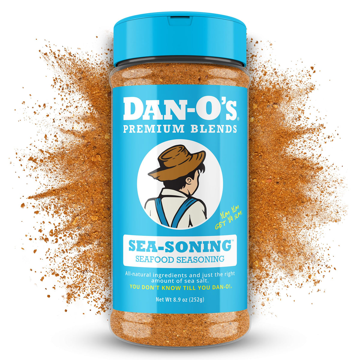 Dan-O's SEA-soning bottle close-up for seafood and fish prep.