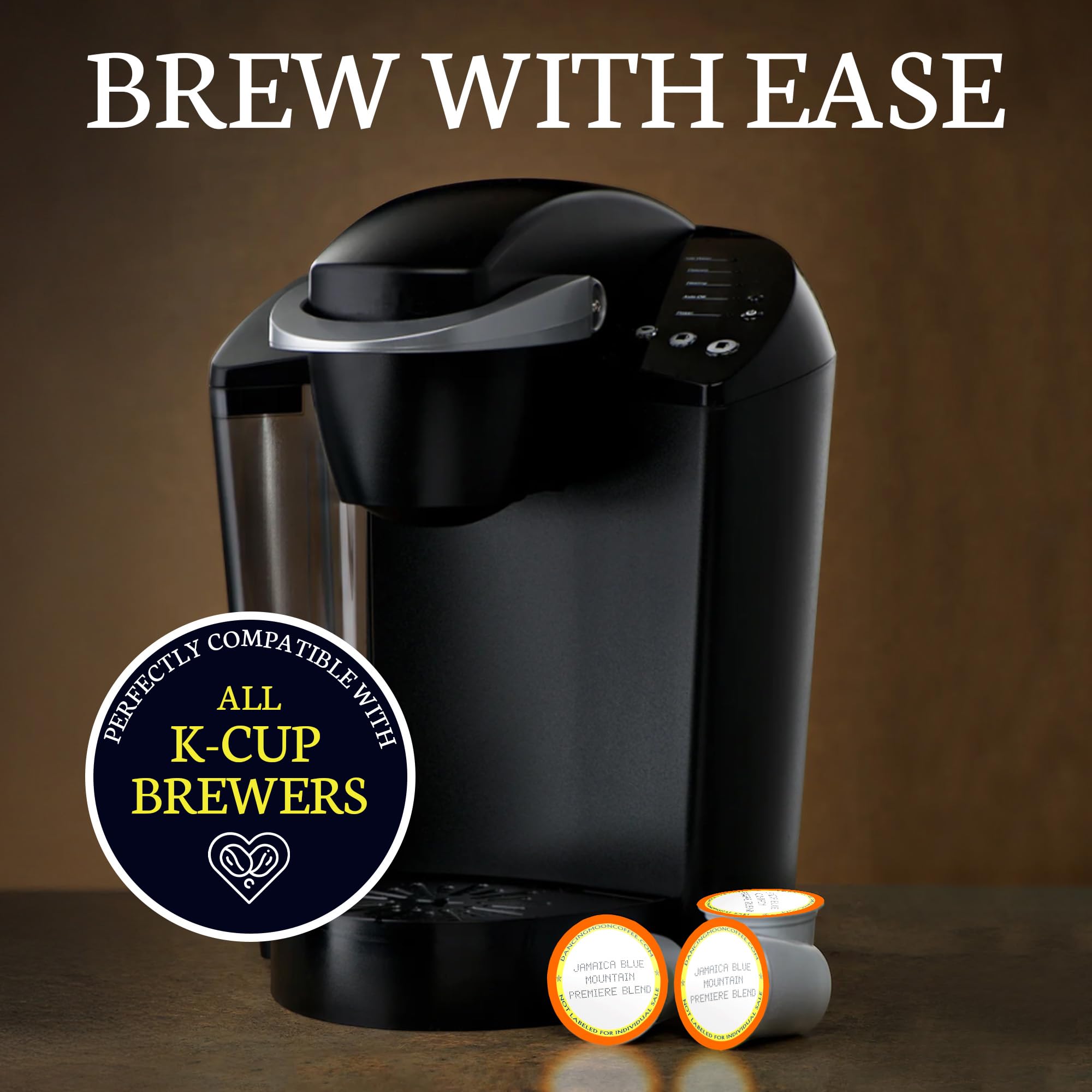 Keurig-compatible Dancing Moon pods ready for quick, convenient single-serve brewing.