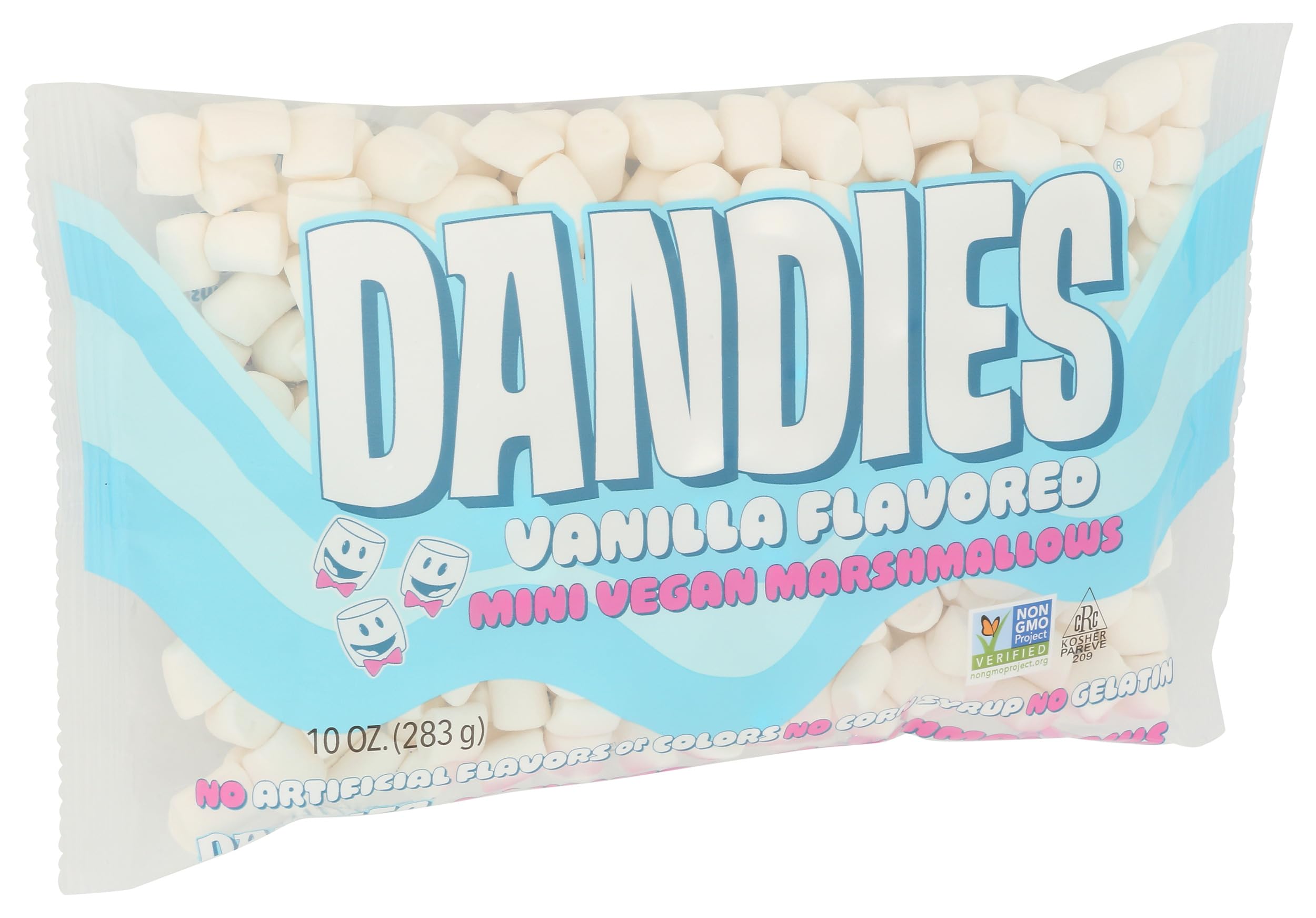 Dandies Mini vegan marshmallows vanilla flavor close-up for dessert versatility