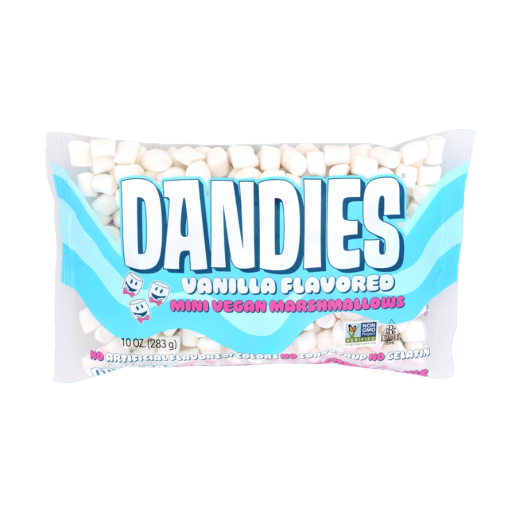 Dandies mini vegan marshmallows vanilla pack ready for roasting and snacking